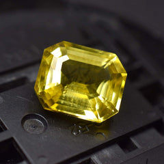 10.85 Ct Yellow Sapphire NATURAL Brilliant Emerald Cut CERTIFIED Loose Gemstone