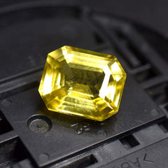 10.85 Ct Yellow Sapphire NATURAL Brilliant Emerald Cut CERTIFIED Loose Gemstone