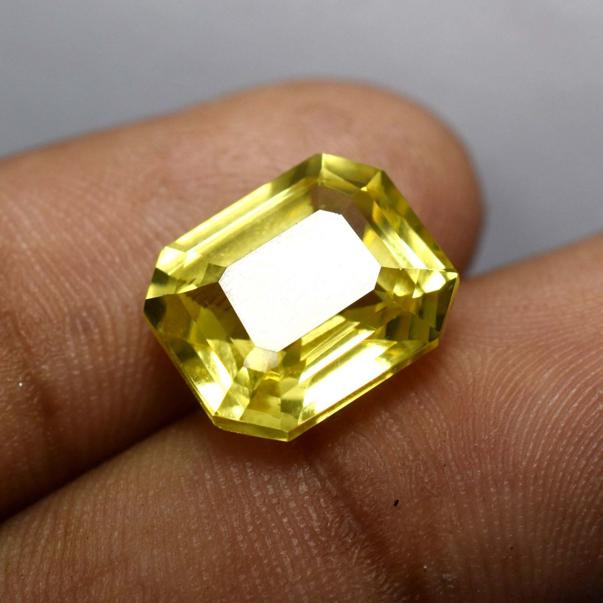 10.85 Ct Yellow Sapphire NATURAL Brilliant Emerald Cut CERTIFIED Loose Gemstone