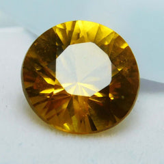 9.70 Ct YELLOW Natural SAPPHIRE Round Diamond Shape CERTIFIED Loose Gemstone