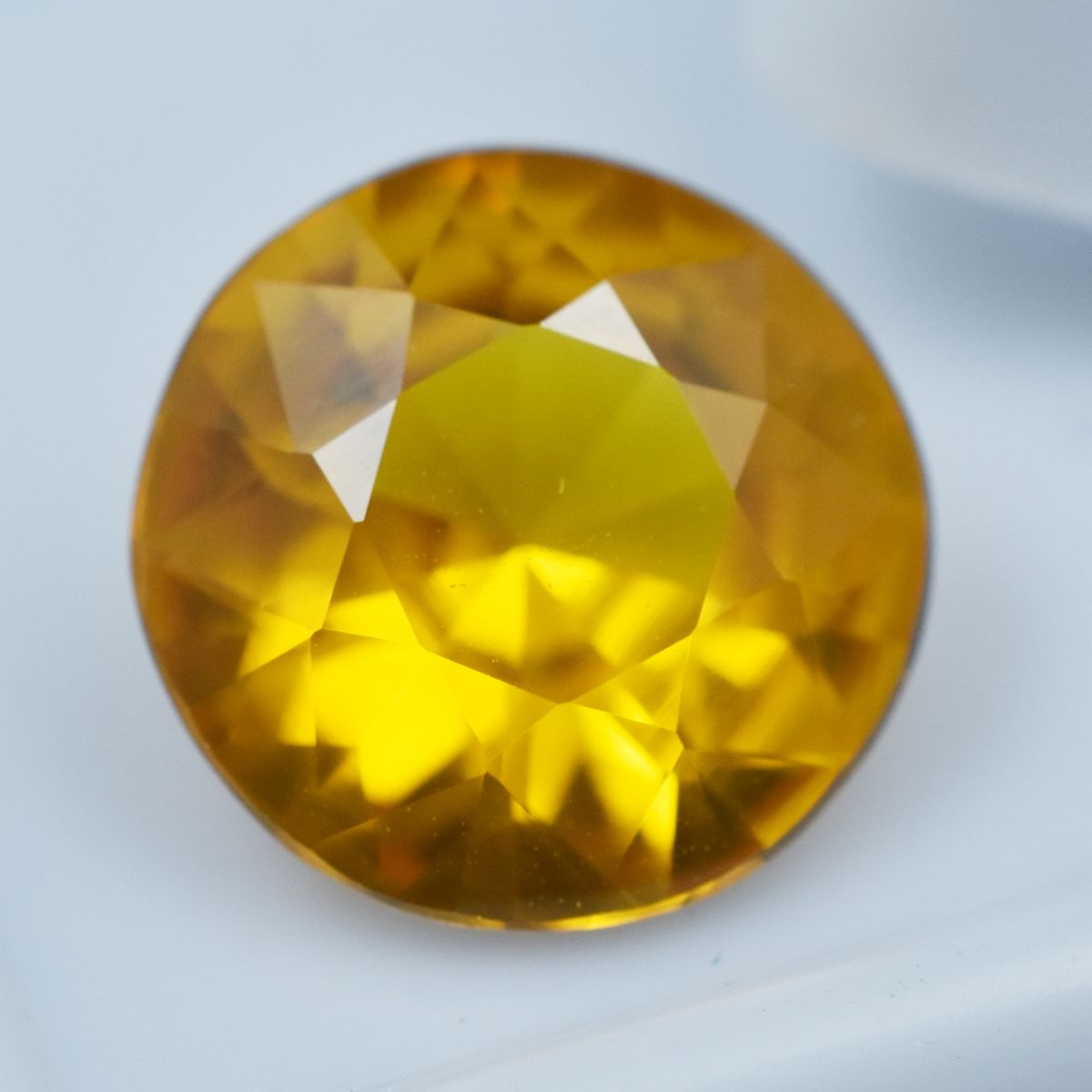 6.15 Ct Natural Perfect Yellow Sapphire Round Shape Loose Gemstone CERTIFIED