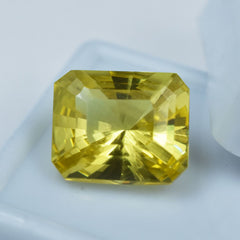 10.30 Carat Emerald Shape Yellow Sapphire CERTIFIED Natural Rare Loose Gemstone