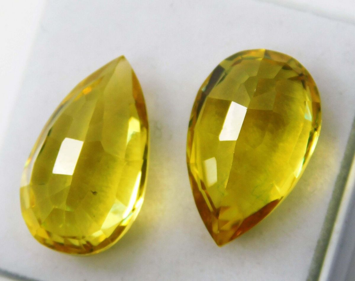 TOP QUALITY natural sapphire YELLOW pear cut 16.40 Ct CERTIFIED gemstone pair