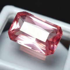 14.10 Ct Natural Padparadscha SAPPHIRE Loose Gemstone CERTIFIED Emerald Cut