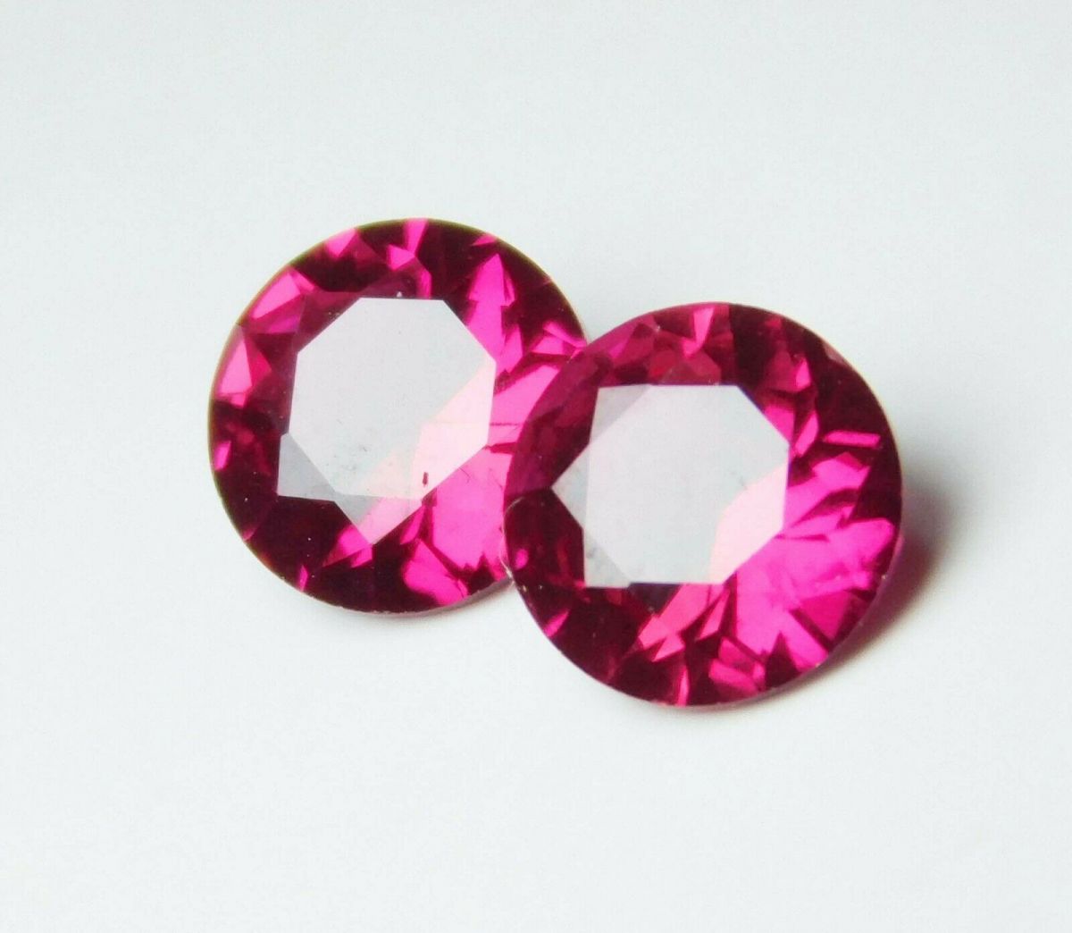 1 Ct Diamond Cut Loose Gemstone Pair Natural Mogok Ruby Red Round CERTIFIED