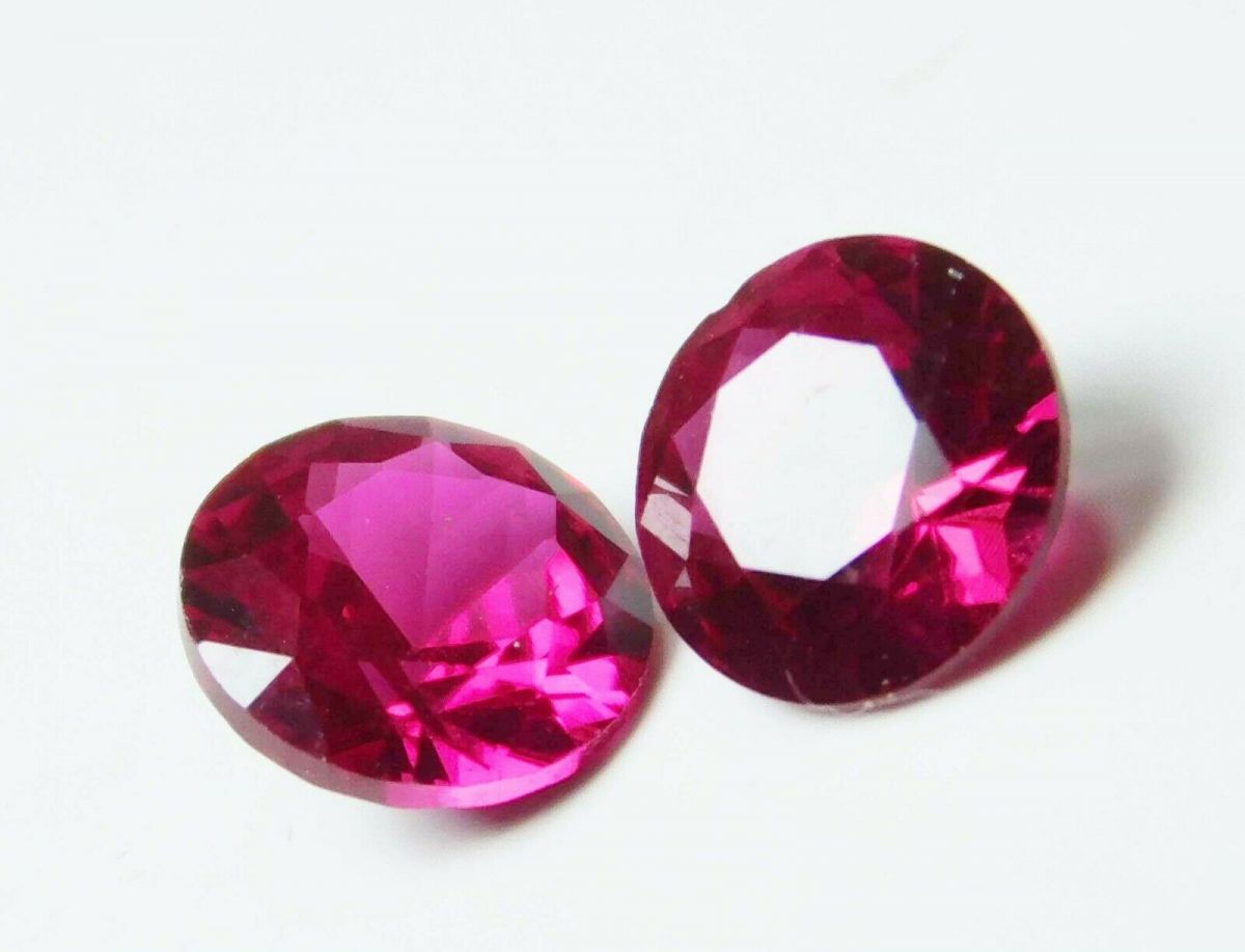 1 Ct Diamond Cut Loose Gemstone Pair Natural Mogok Ruby Red Round CERTIFIED