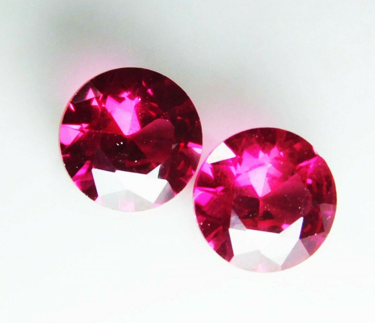 1 Ct Diamond Cut Loose Gemstone Pair Natural Mogok Ruby Red Round CERTIFIED