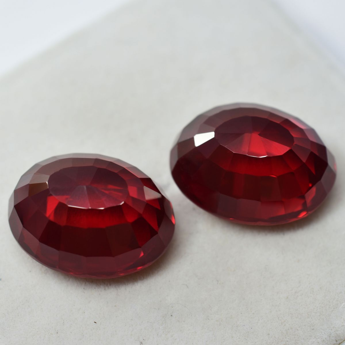 Bloody Red Ruby Oval Cut Natural 60 Ct CERTIFIED Loose Gemstone Pair Huge Size