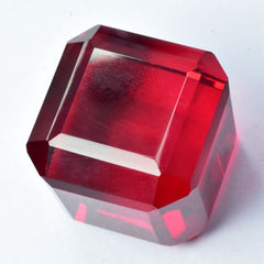 CERTIFIED Lab-Created Ruby Red Cube Cut 54.40 Ct Extremely Rare Loose Gemstone