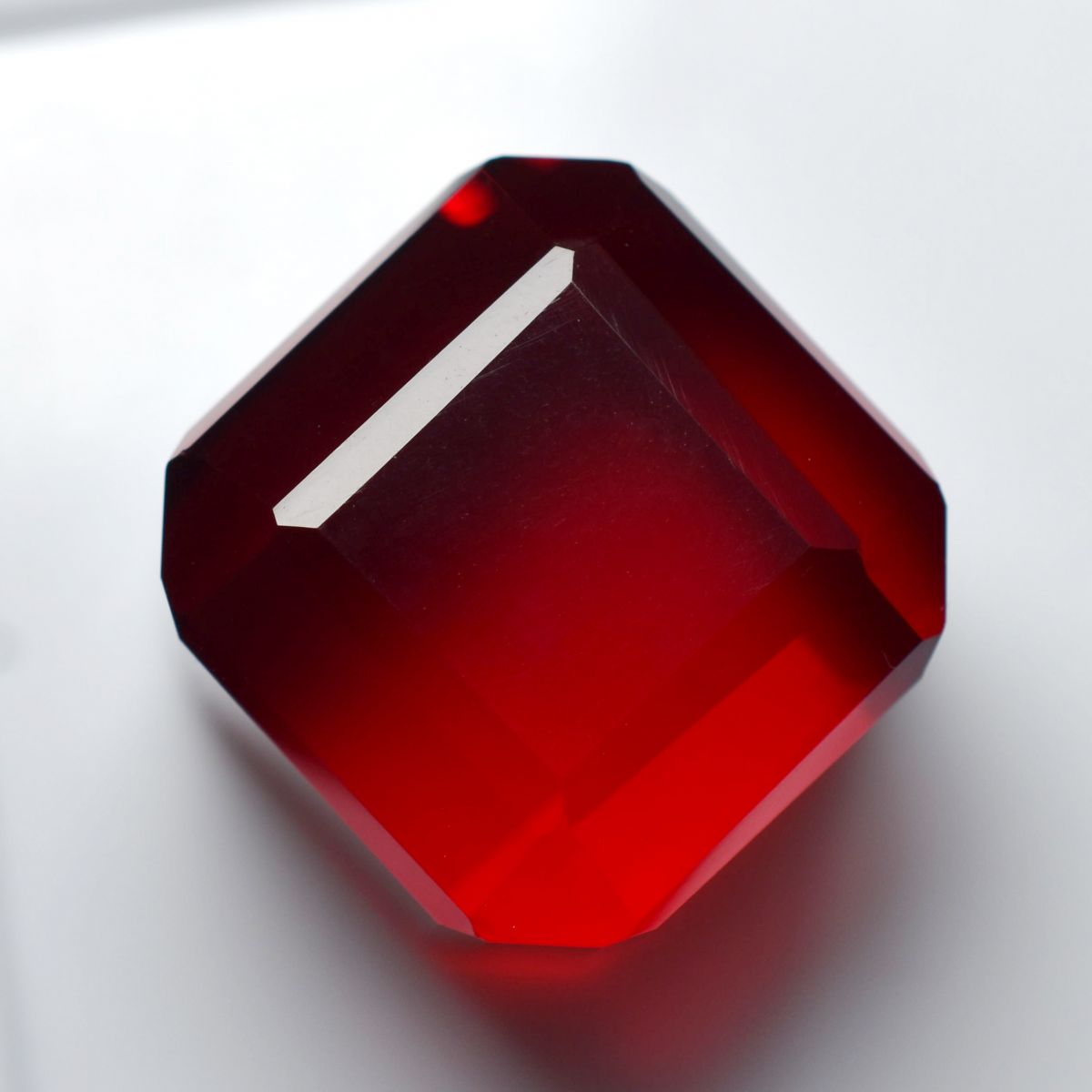 Extremely Rare Lab-Created Ruby Red Cube Cut 51.25 Ct Loose Gemstone CERTIFIED