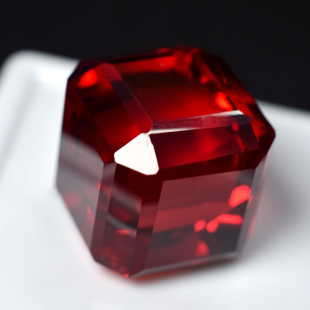 Extremely Rare Lab-Created Ruby Red Cube Cut 51.25 Ct Loose Gemstone CERTIFIED