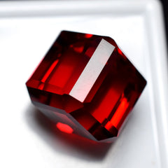 Extremely Rare Lab-Created Ruby Red Cube Cut 51.25 Ct Loose Gemstone CERTIFIED