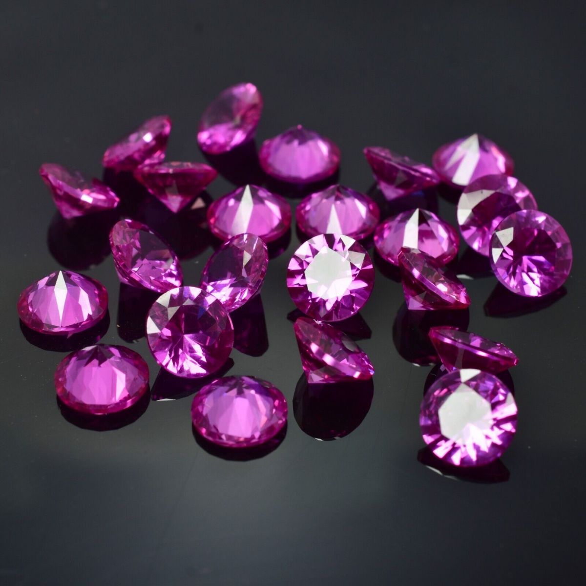 CERTIFIED Set of 8 Natural Pink Ruby Diamond Round Cut Loose Gemstones, 7x7mm