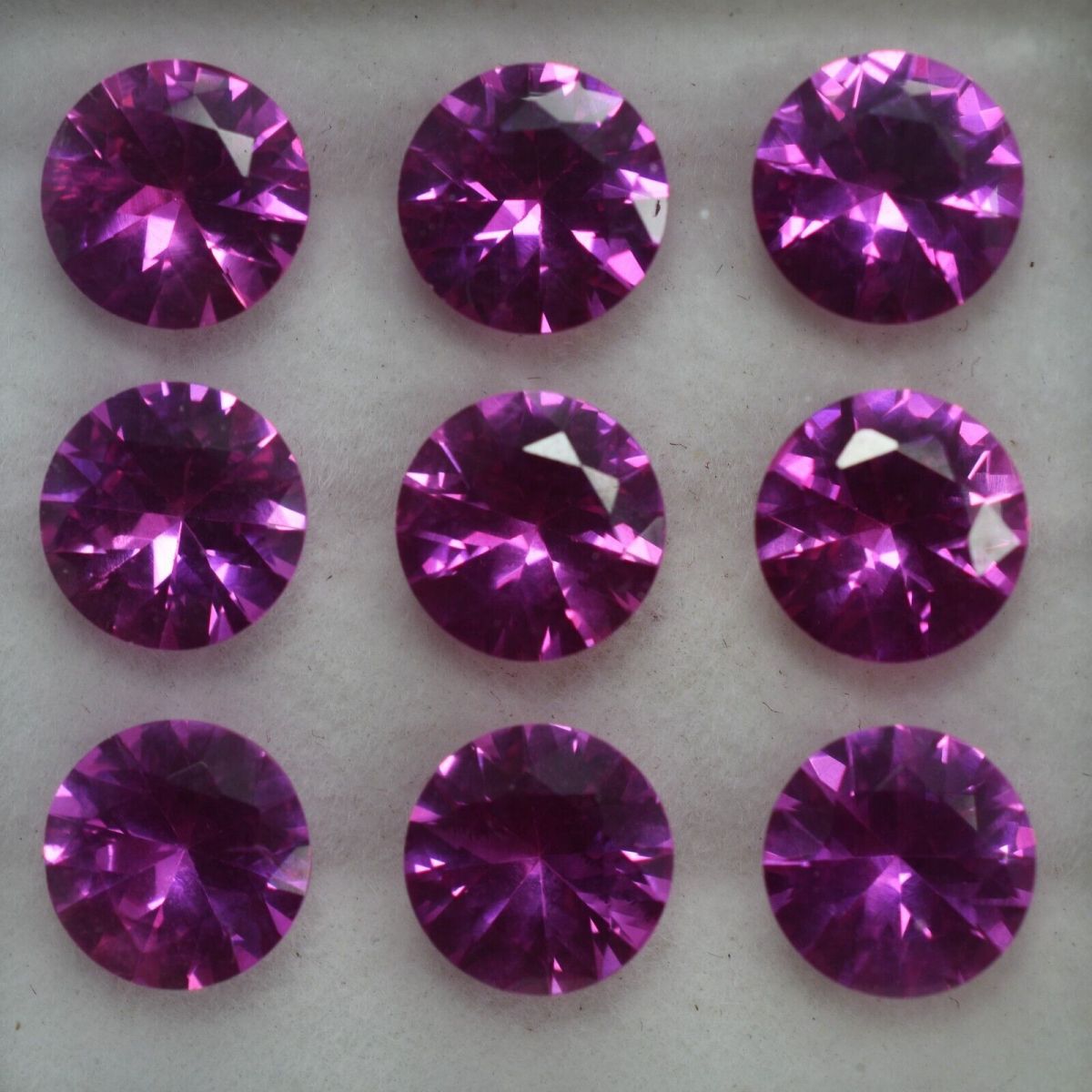 CERTIFIED Set of 8 Natural Pink Ruby Diamond Round Cut Loose Gemstones, 7x7mm