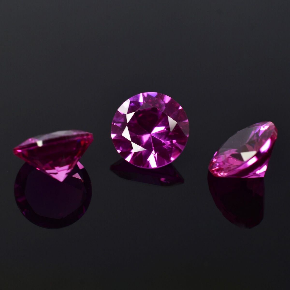 CERTIFIED Set of 8 Natural Pink Ruby Diamond Round Cut Loose Gemstones, 7x7mm