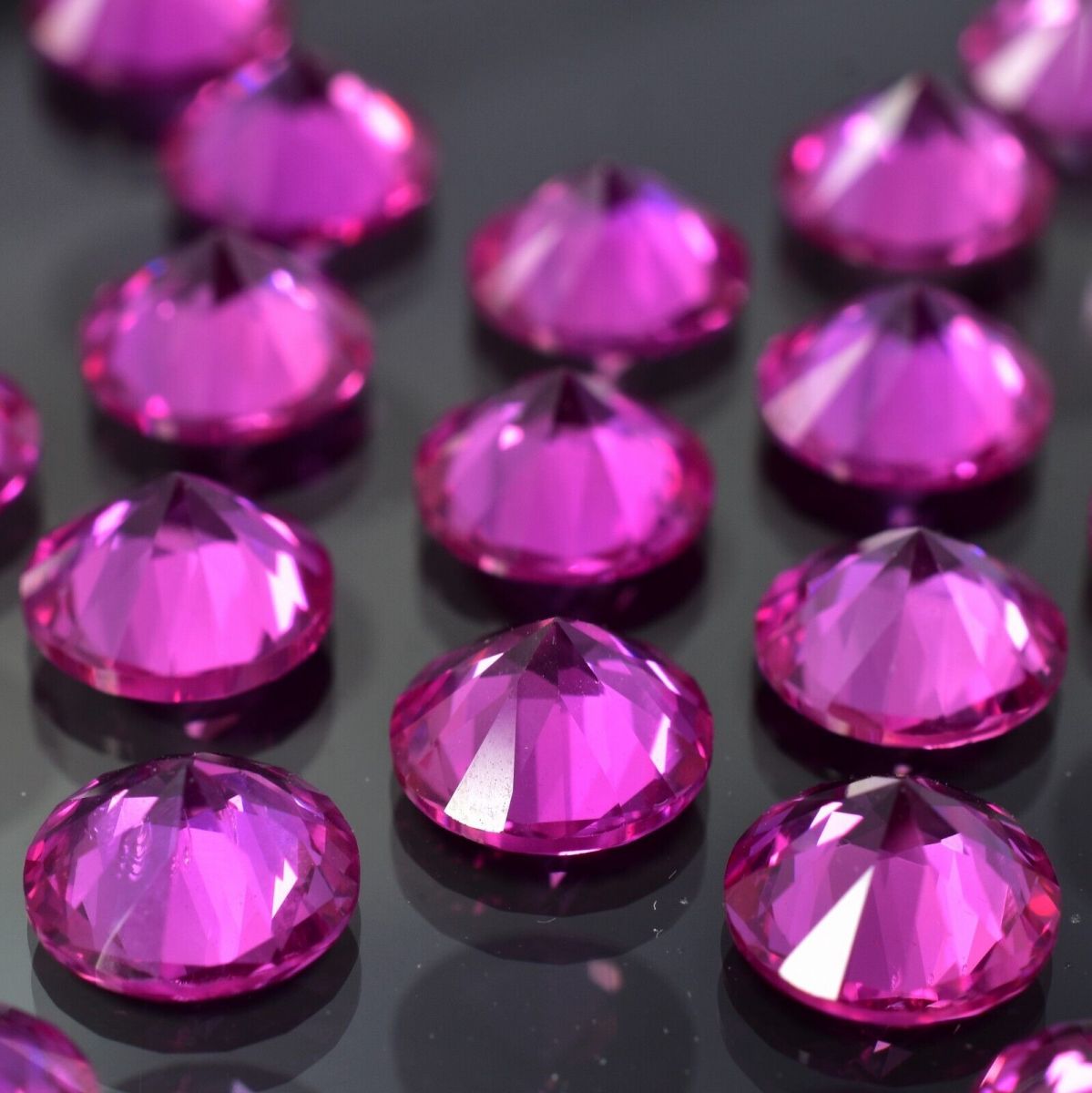 CERTIFIED Set of 8 Natural Pink Ruby Diamond Round Cut Loose Gemstones, 7x7mm