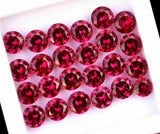 Certified Natural Ruby Round Cut 20 Pieces Placed on White Background Eye Clean Red Stones