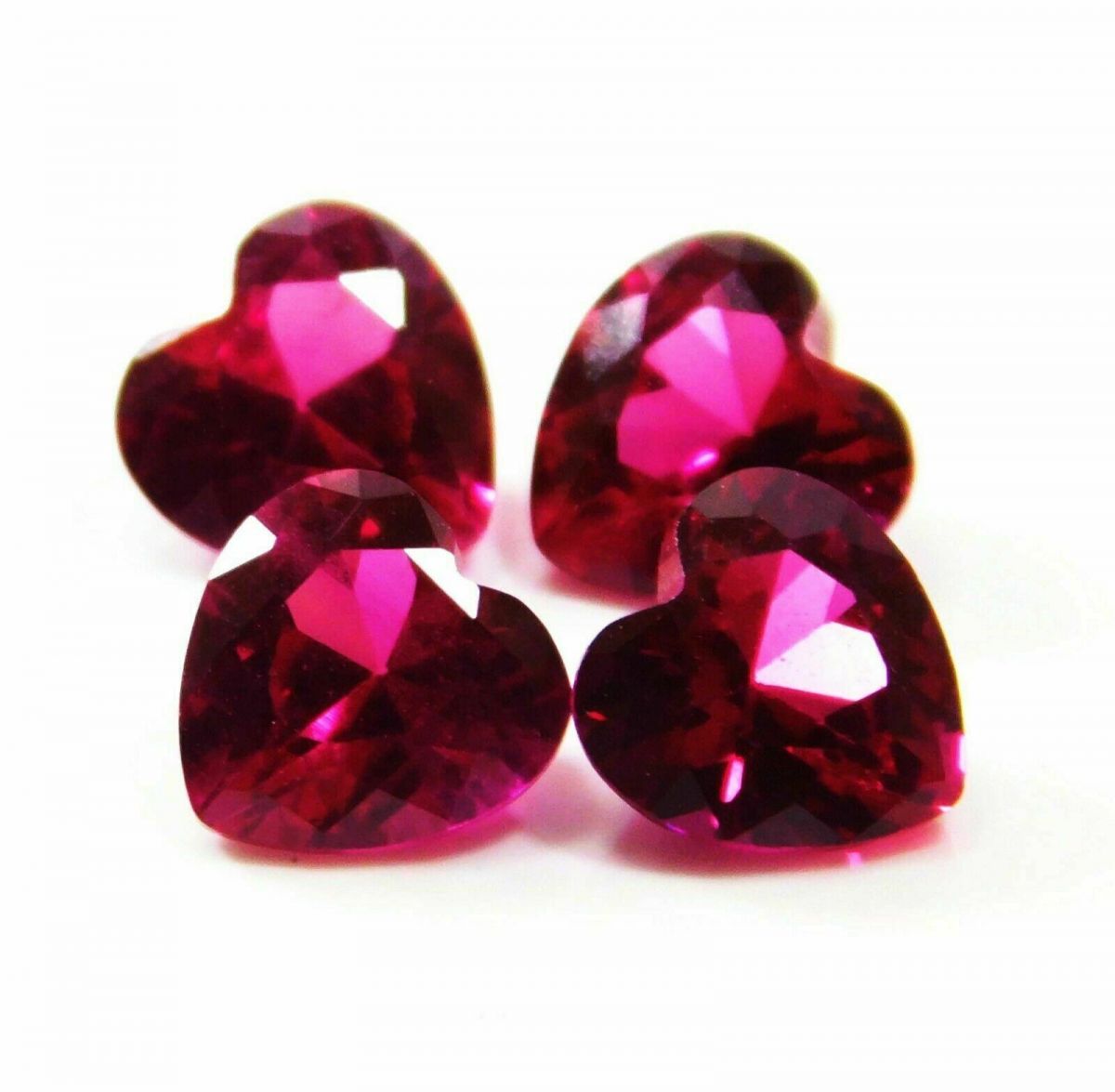 4 Pcs Natural Red Ruby CERTIFIED Loose Gemstone Heart Cut Lot 6x6 mm