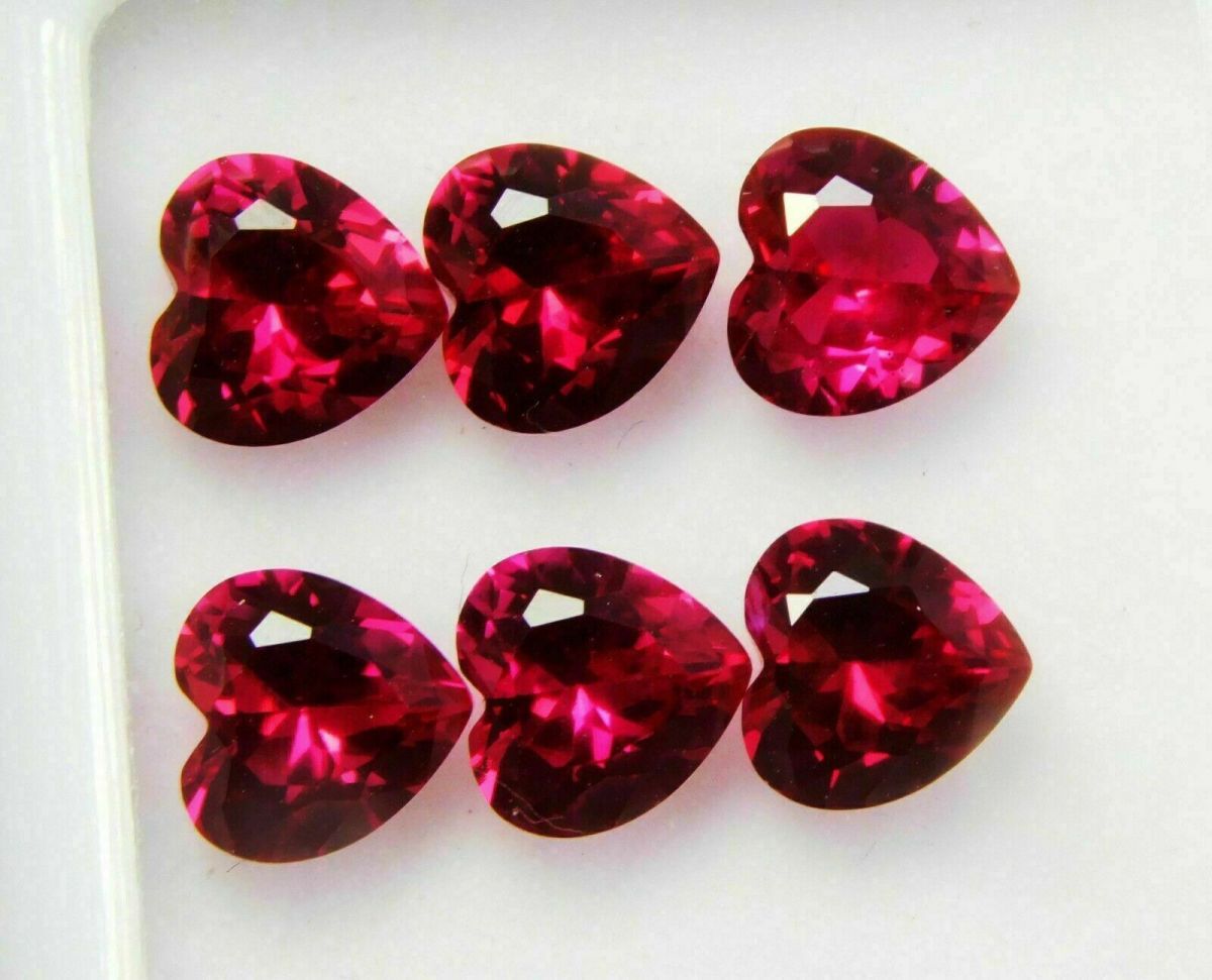 5 Pcs Natural Heart Ruby Red Mogok  6x6 MM Loose Gemstone CERTIFIED