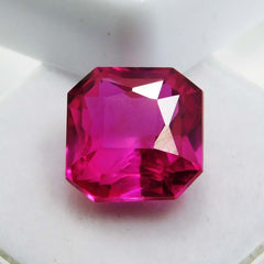 9.10 Ct Extremely Rare Natural Pink Ruby Square Cut CERTIFIED Loose Gemstone.