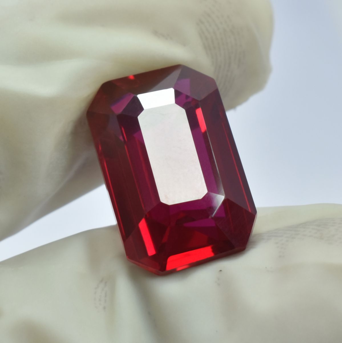 Flawless Red Ruby CERTIFIED 16.00 Ct Natural Loose Gemstone Unique Emerald Cut.