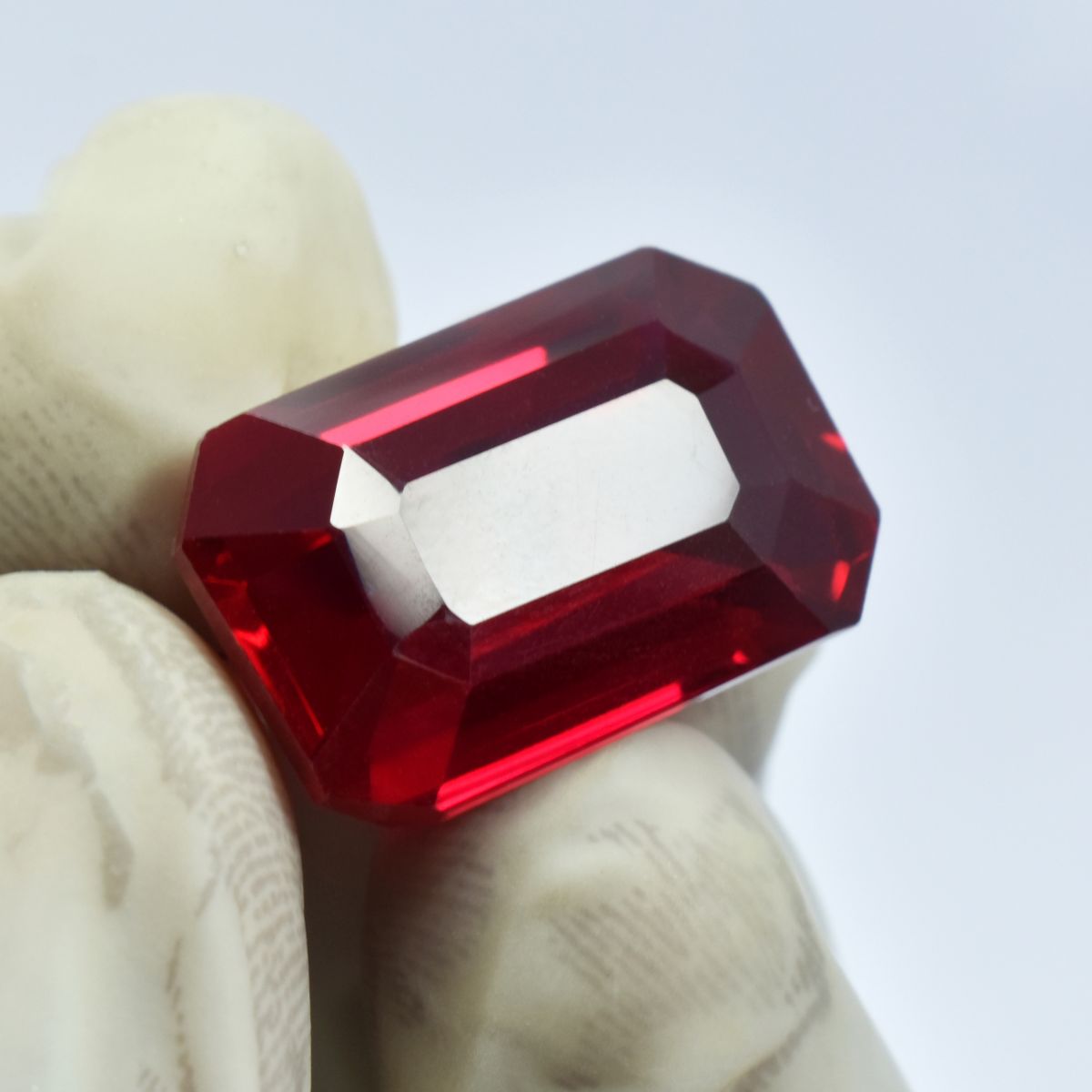 Flawless Red Ruby CERTIFIED 16.00 Ct Natural Loose Gemstone Unique Emerald Cut.