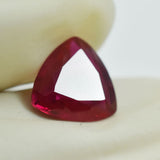 Gloved Hand Holding Trillion Cut Bloody Red Ruby 2.85 Ct Natural Certified Gemstone