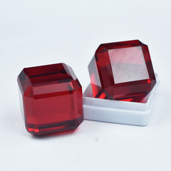 312.30 Ct Lab-Created CERTIFIED Rare Ruby Cube Cut Red Ruby Pair Loose Gemstone