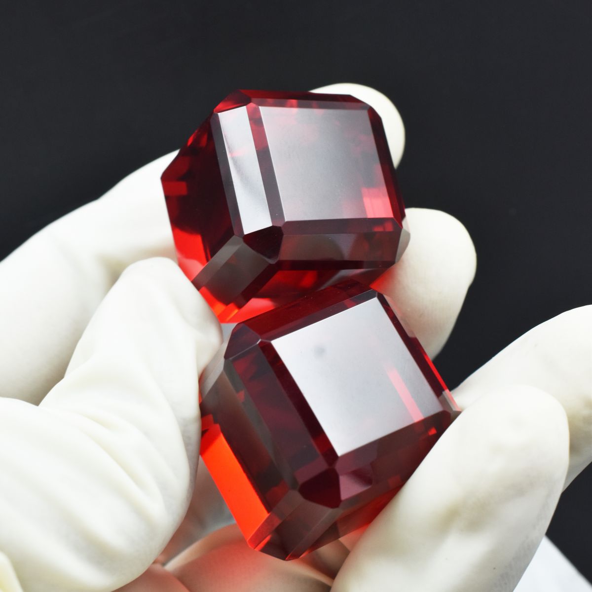 312.30 Ct Lab-Created CERTIFIED Rare Ruby Cube Cut Red Ruby Pair Loose Gemstone