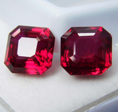 18.10 Ct AA+ Quality Natural Ruby Red Square Cut CERTIFIED Loose Gemstone Pair