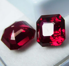 18.10 Ct AA+ Quality Natural Ruby Red Square Cut CERTIFIED Loose Gemstone Pair