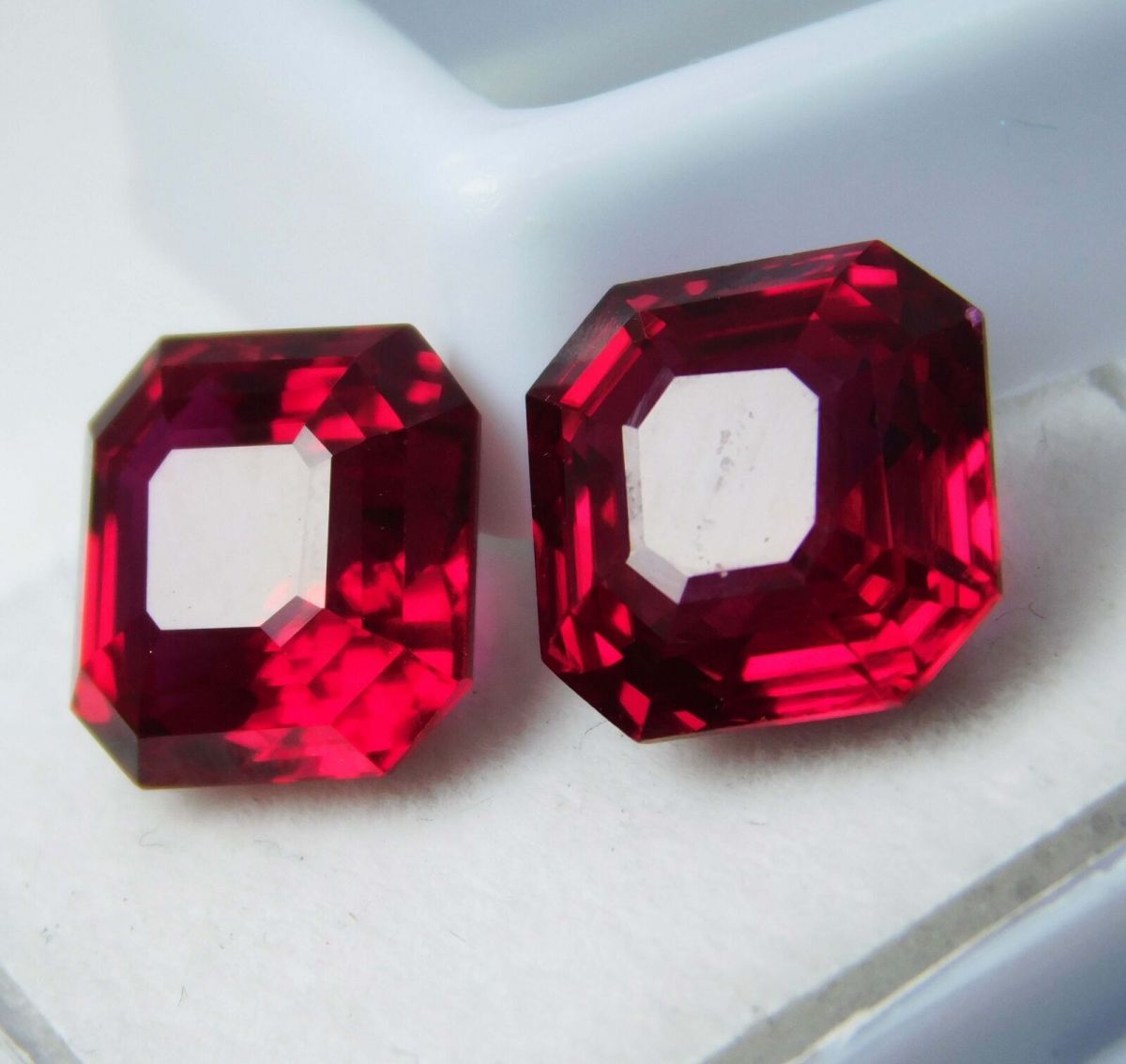 18.10 Ct AA+ Quality Natural Ruby Red Square Cut CERTIFIED Loose Gemstone Pair