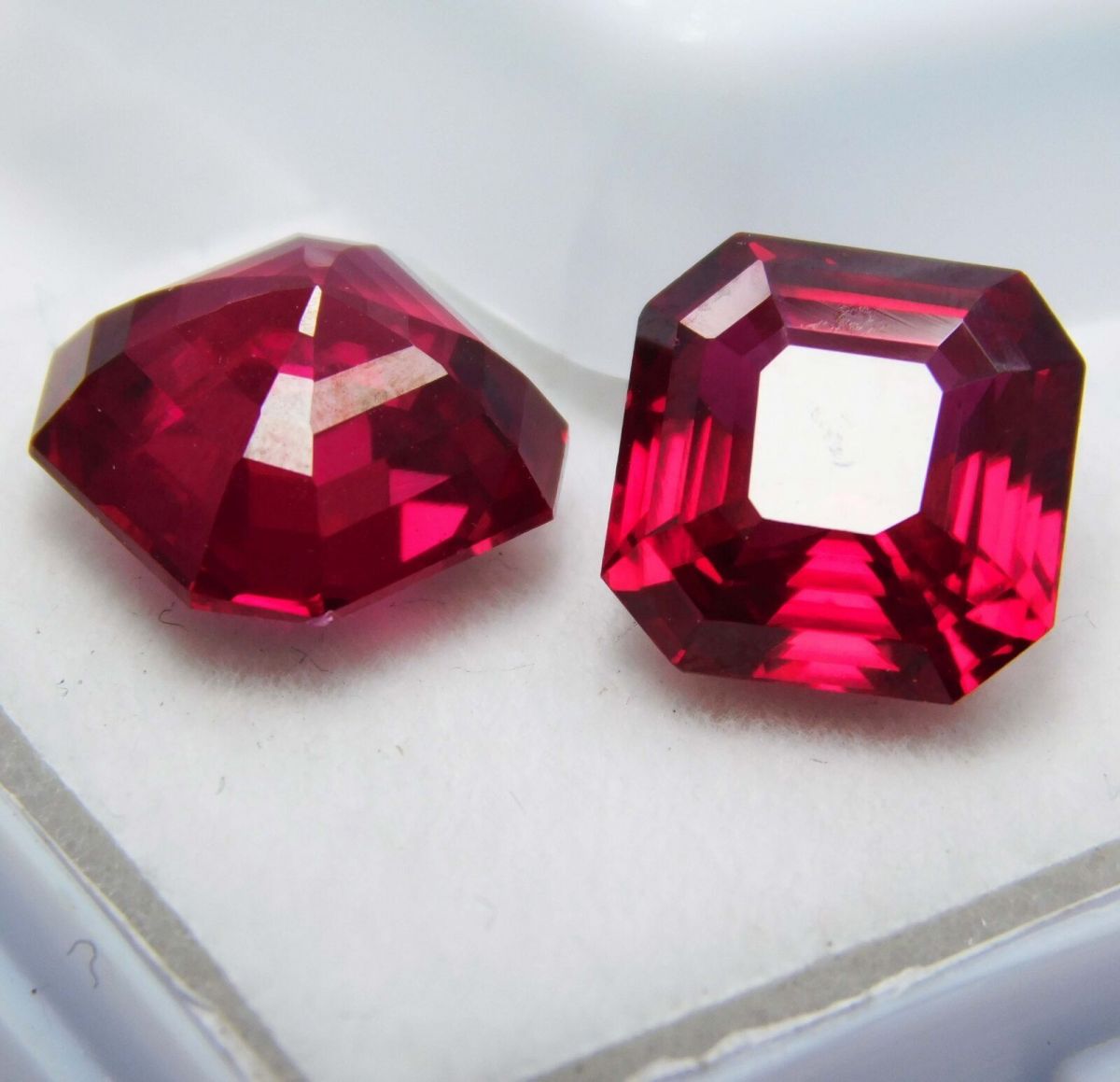 18.10 Ct AA+ Quality Natural Ruby Red Square Cut CERTIFIED Loose Gemstone Pair