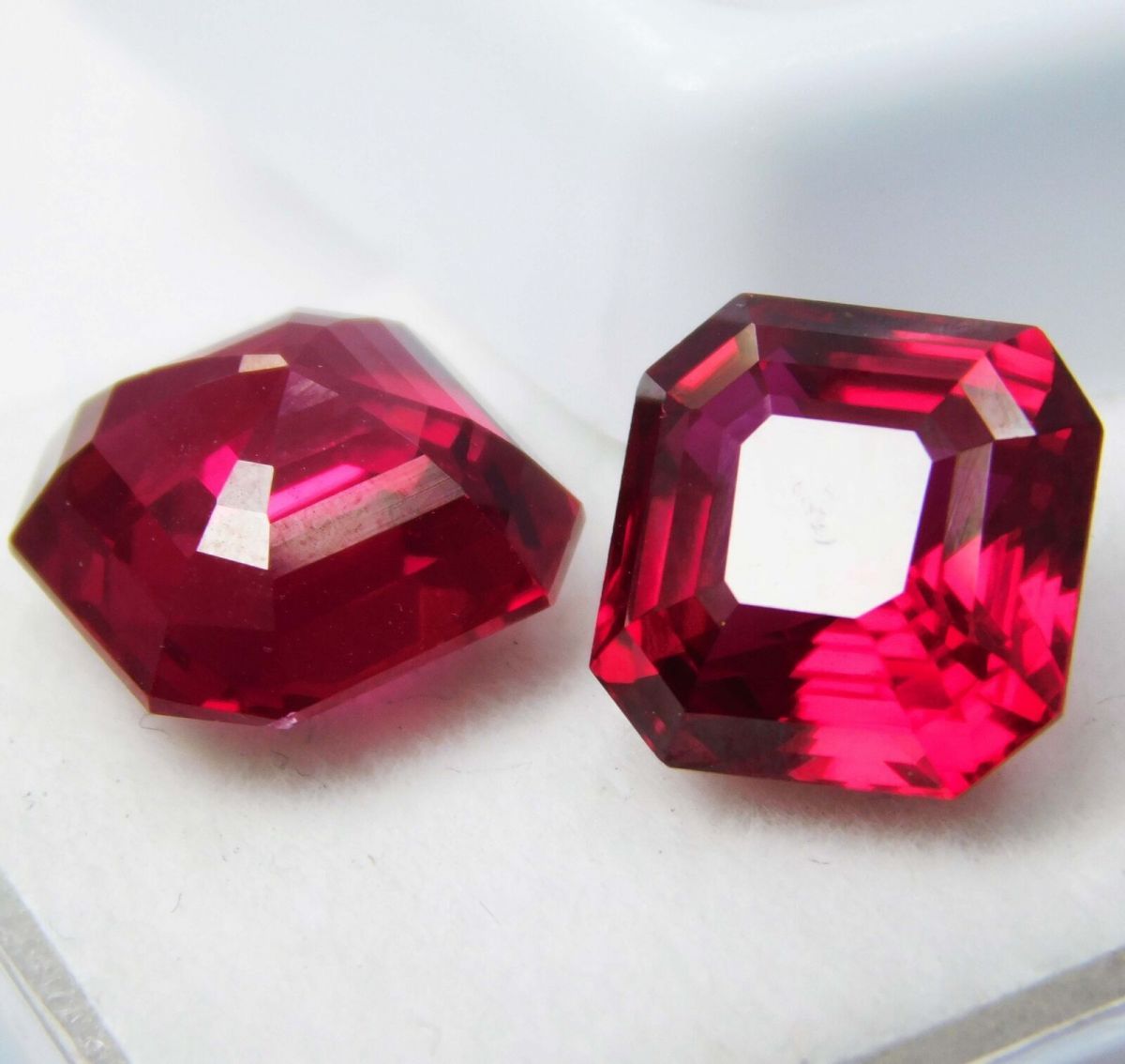 18.10 Ct AA+ Quality Natural Ruby Red Square Cut CERTIFIED Loose Gemstone Pair