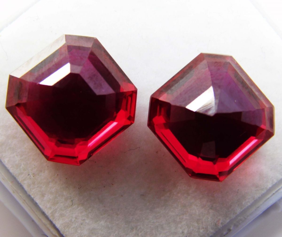 18.10 Ct AA+ Quality Natural Ruby Red Square Cut CERTIFIED Loose Gemstone Pair