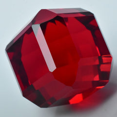 Cube AAA++ Cut Huge Size Lab-Created Red Ruby 47.05 Ct Loose Gemstone CERTIFIED