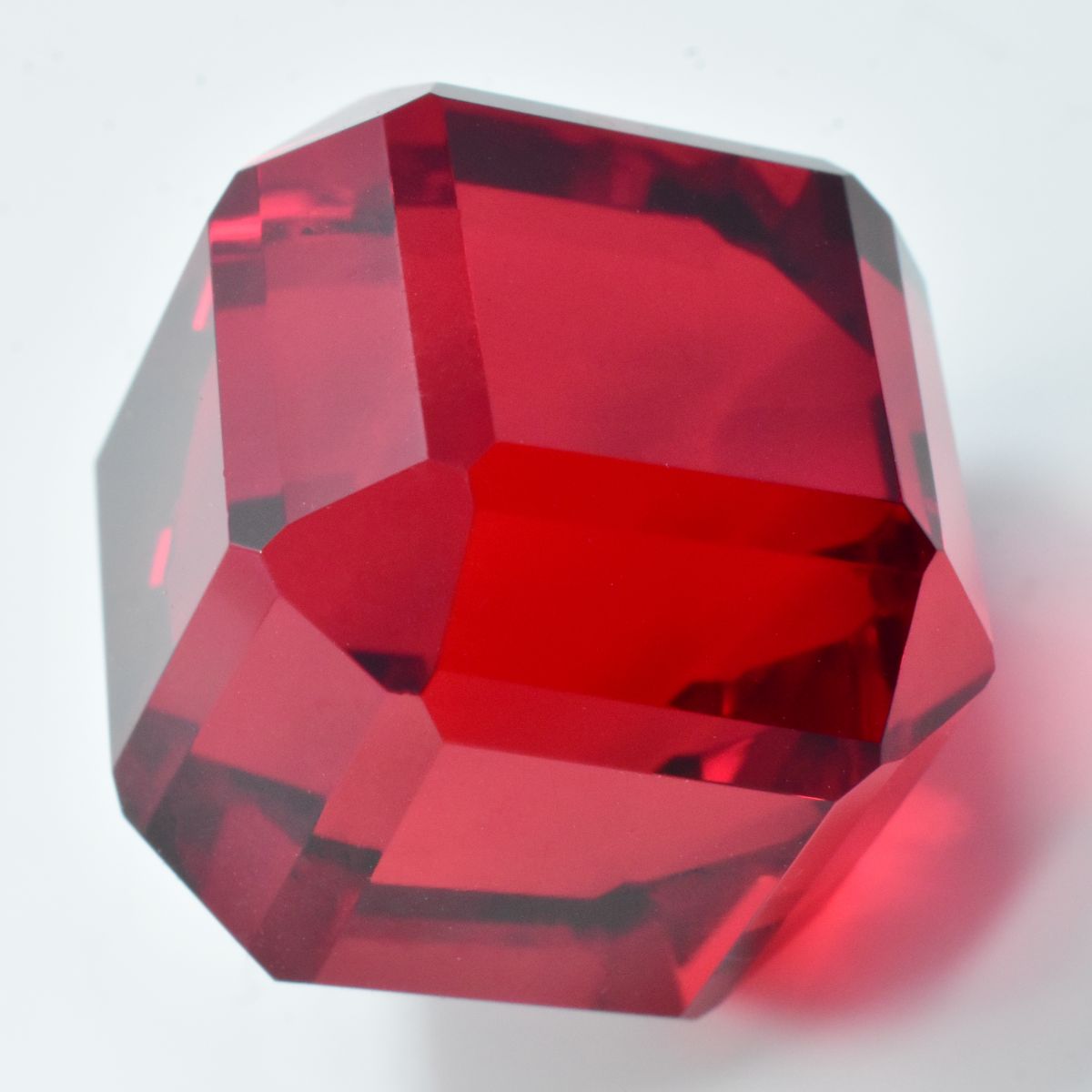 Cube AAA++ Cut Huge Size Lab-Created Red Ruby 47.05 Ct Loose Gemstone CERTIFIED