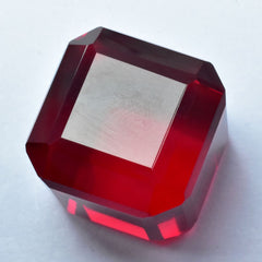 CERTIFIED Lab-Created Red Ruby 55.35 Carat Loose Gemstone Stunning Cube Cut