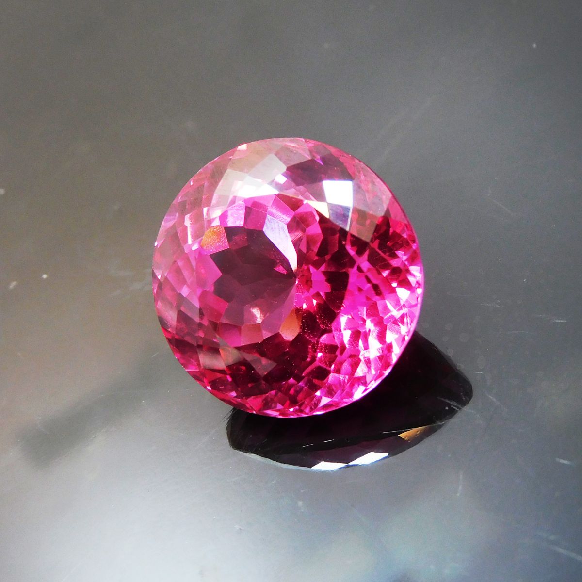 Brilliant CERTIFIED Natural 25.35 Carat Pink Ruby Round Cut Loose Gemstone