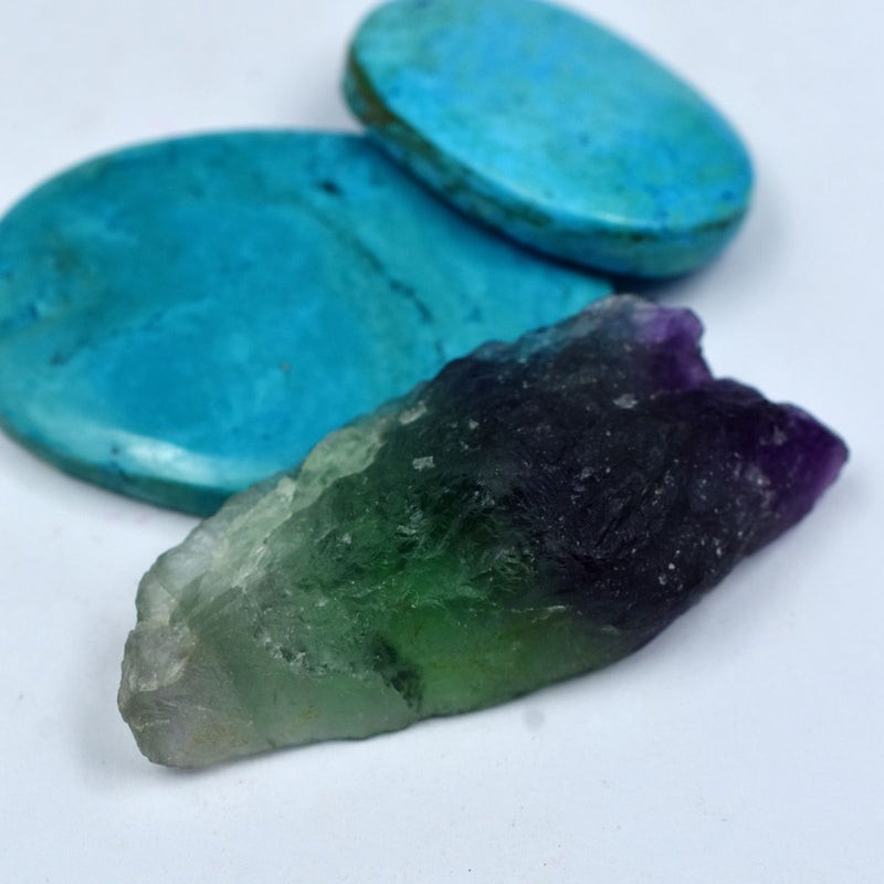 Raw Uncut Multi Color 74 Carat Natural Fluorite loose gemstone