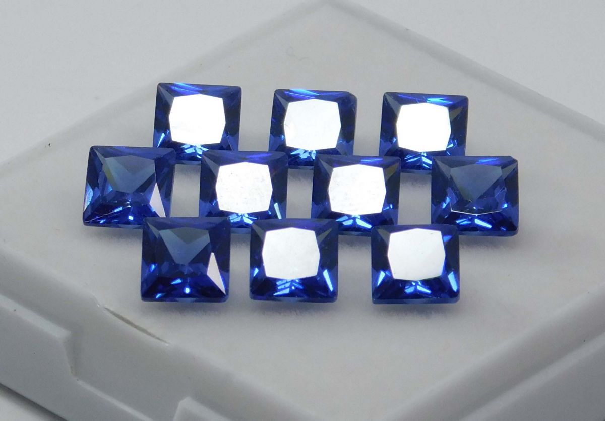 10 PCS 7x5 mm Natural CERTIFIED Blue Sapphire Square Cut Loose Gemstone Lot