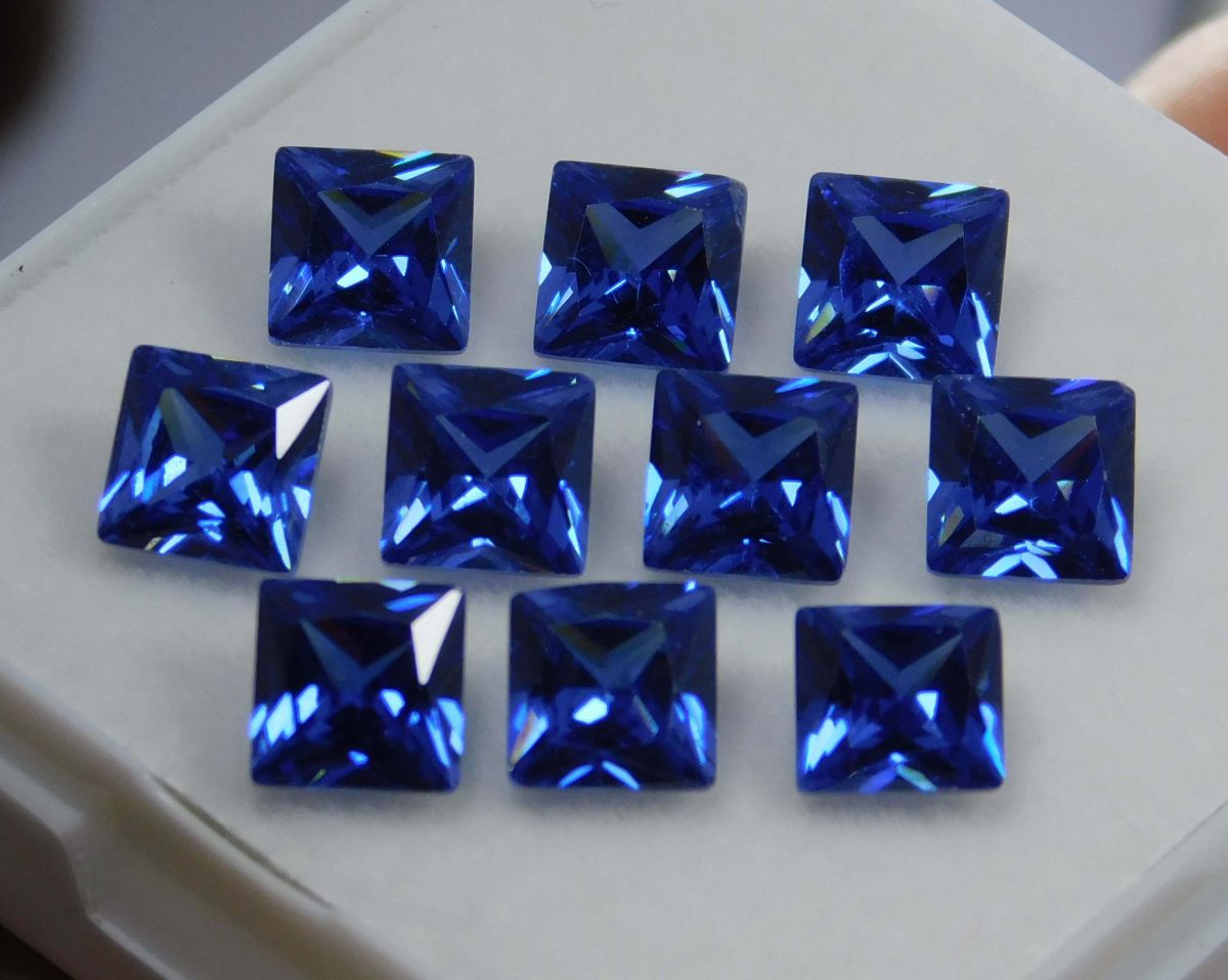 10 PCS 7x5 mm Natural CERTIFIED Blue Sapphire Square Cut Loose Gemstone Lot