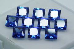 10 PCS 7x5 mm Natural CERTIFIED Blue Sapphire Square Cut Loose Gemstone Lot