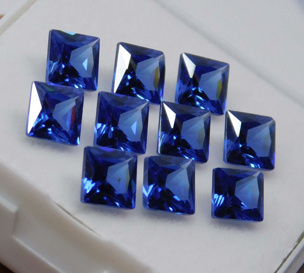 10 PCS 7x5 mm Natural CERTIFIED Blue Sapphire Square Cut Loose Gemstone Lot