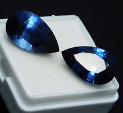 18 Ct Pear Cut Natural Blue Sapphire CERTIFIED Loose Gemstone Pair Earring Size