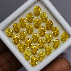 12 Pcs Stunning Natural Yellow Sapphire Gemstone 7x5 mm CERTIFIED Oval Cut Lot