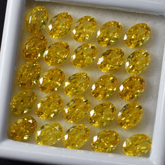 12 Pcs Stunning Natural Yellow Sapphire Gemstone 7x5 mm CERTIFIED Oval Cut Lot