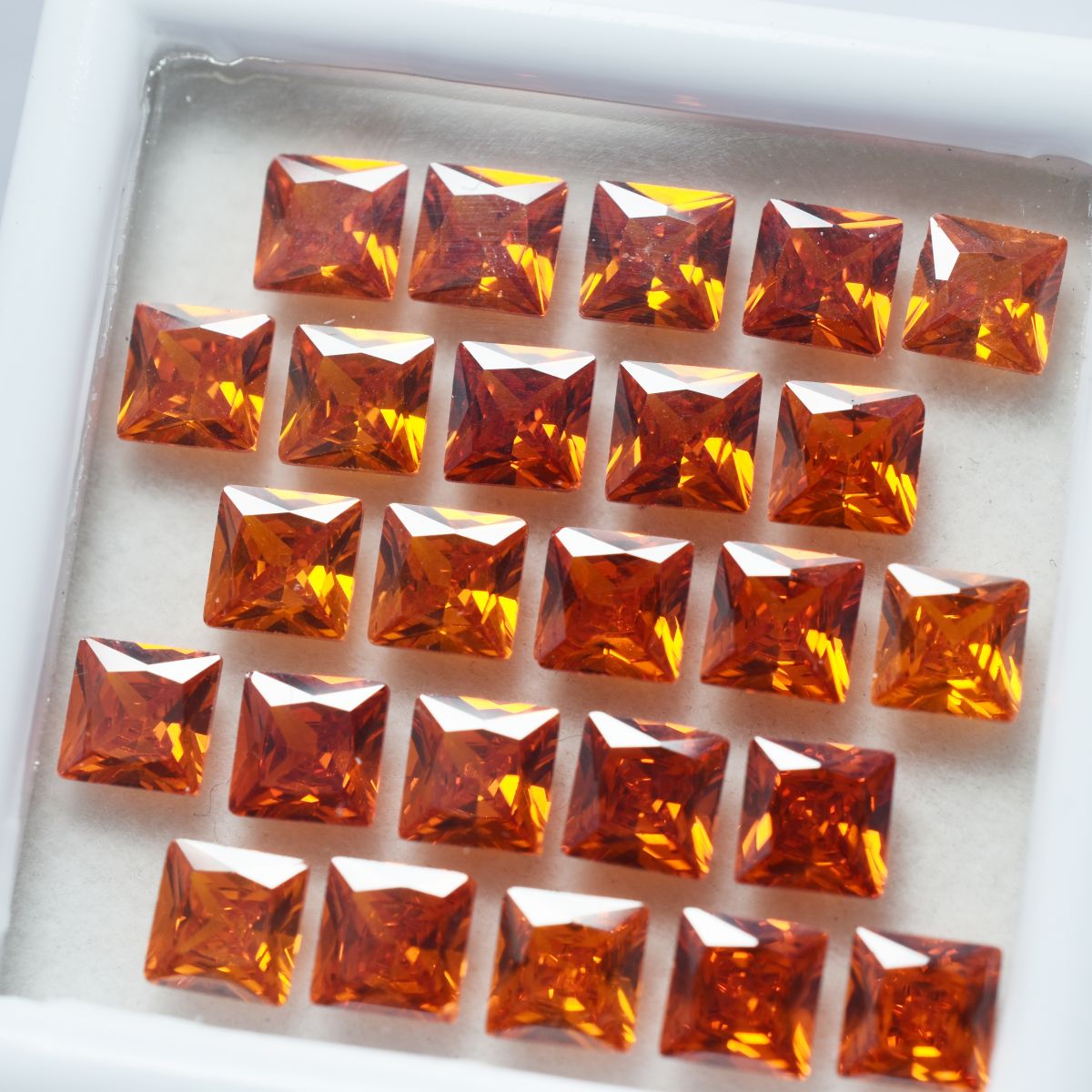 CERTIFIED Square Cut 12 Pcs Natural Orange Sapphire Loose Gemstone 5x5 MM Lot