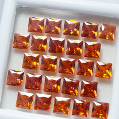 CERTIFIED Square Cut 12 Pcs Natural Orange Sapphire Loose Gemstone 5x5 MM Lot