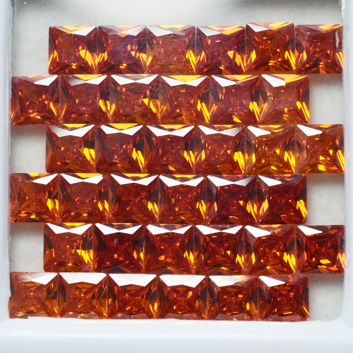 CERTIFIED Square Cut 12 Pcs Natural Orange Sapphire Loose Gemstone 5x5 MM Lot